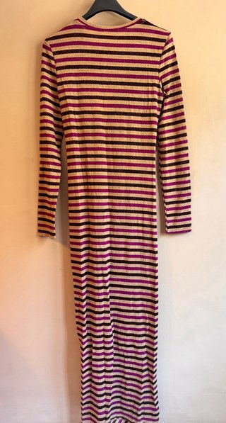 Vestido largo rayas con brillo