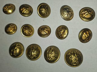 14 Botones Antiguos Uniforme Ejército