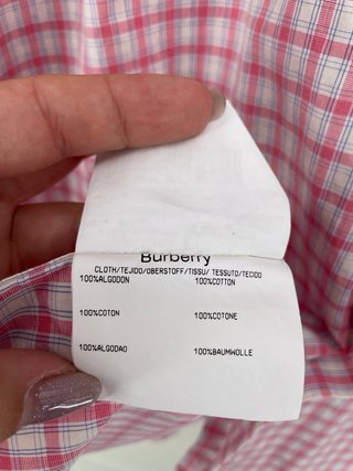 Camisa Burberry Cuadros Rosa Talla XXL Hombre