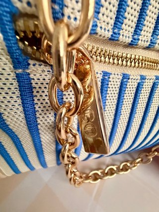 Bolso Mini Tote Noco Rayas Azul Blanco Nuevo