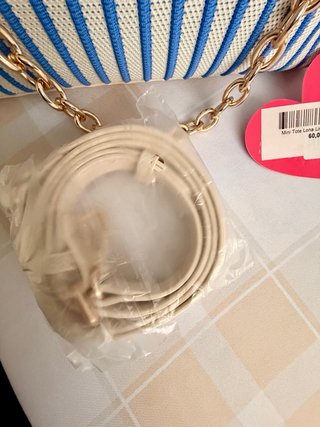 Bolso Mini Tote Noco Rayas Azul Blanco Nuevo
