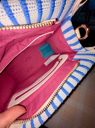 Bolso Mini Tote Noco Rayas Azul Blanco Nuevo