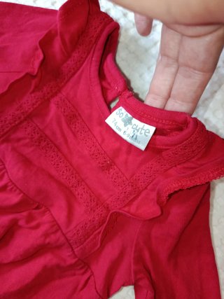 Conjunto bebé 6-9 meses rojo y cuadros