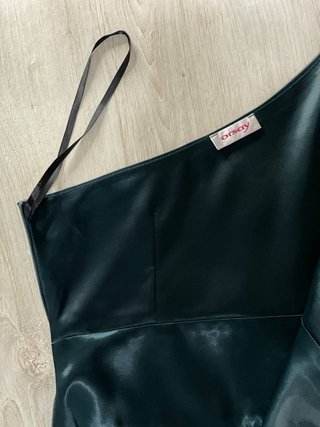 Orsay Vestito Monospalla Raso Verde Midi