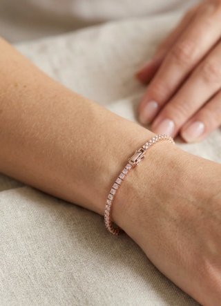 Bracciale donna oro rosa con zirconi