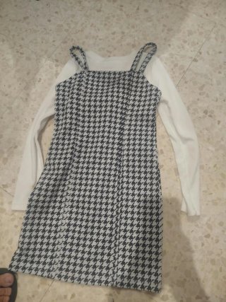 Vestido de cuadros blanco y negro