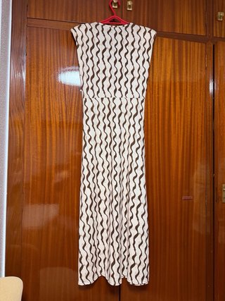 Vestido mujer estampado marrón y beige