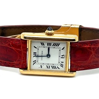 Cartier Tank Louis Oro y Piel Roja