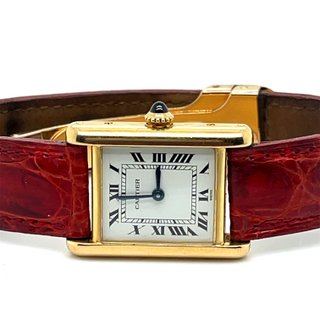Cartier Tank Louis Oro y Piel Roja