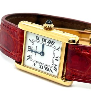 Cartier Tank Louis Oro y Piel Roja