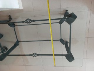 Mesa centro forja y cristal