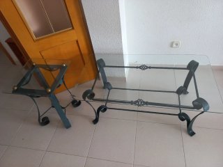 Mesa centro forja y cristal
