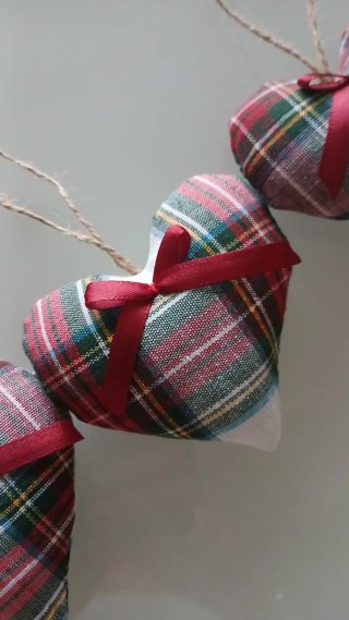 Cuori tartan 3 decorazioni natalizie da appendere