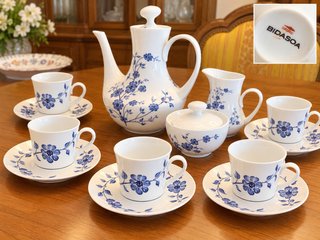 Juego de café Bidasoa porcelana azul 6 servicios