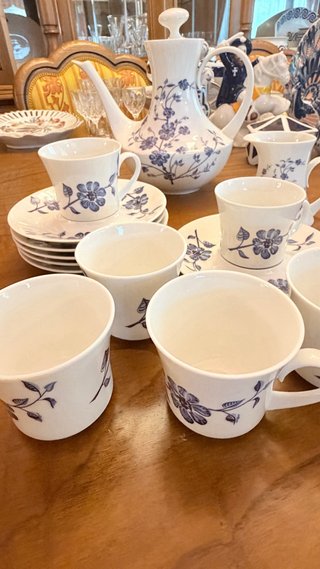 Juego de café Bidasoa porcelana azul 6 servicios