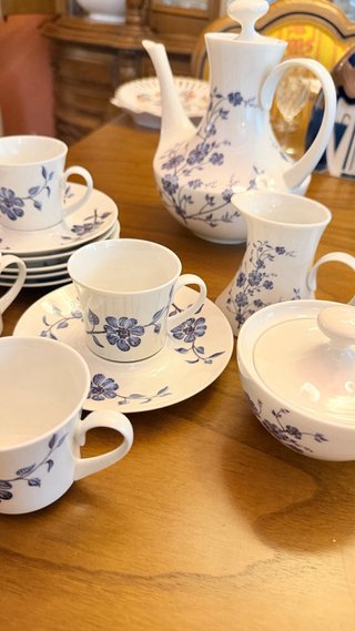 Juego de café Bidasoa porcelana azul 6 servicios