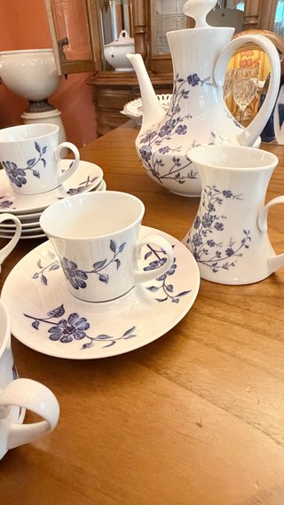 Juego de café Bidasoa porcelana azul 6 servicios