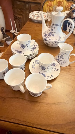 Juego de café Bidasoa porcelana azul 6 servicios