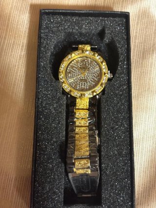 Orologio donna quarzo nero e oro con strass