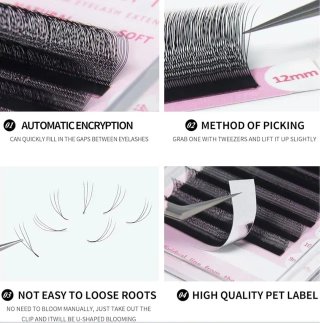 SIN ABRIR Extensiones Pestañas 9mm Forma Natural