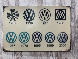 (830) Cartel Metálico Volkswagen Evolución Logos
