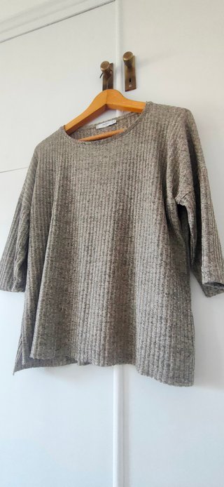 Jersey canalé Mango beige grisáceo