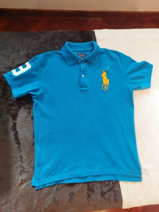 Polo Ralph Lauren Azul Big Pony Naranja Talla M