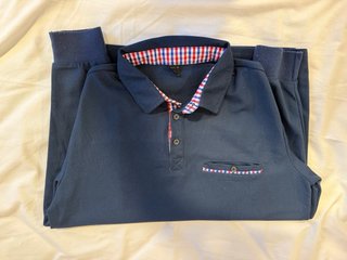 Polo Shein manga larga azul