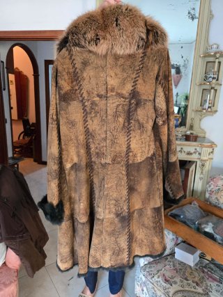 Cappotto lungo montone e volpe