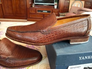 Mocasines Yanko Piel Marrón Cocodrilo