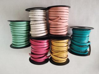 Lote 37m Cordón Cuero Plano 5mm