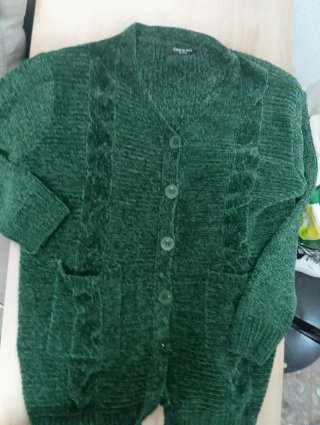 Cárdigan verde trenzado XL