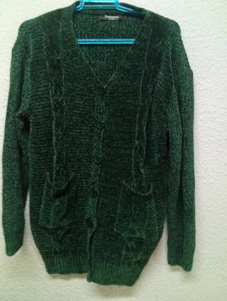 Cárdigan verde trenzado XL