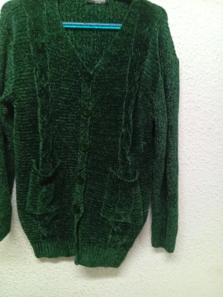 Cárdigan verde trenzado XL