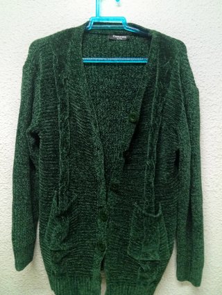 Cárdigan verde trenzado XL