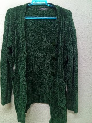 Cárdigan verde trenzado XL