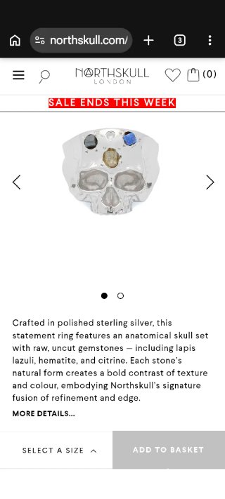 Anillo Calavera Plata Ley 925