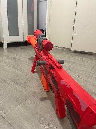 Nerf Rifle Rojo Camuflaje con Accesorios