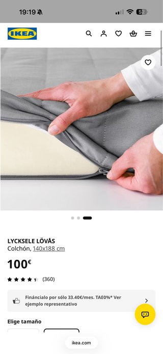 Colchón IKEA LYCKSELE LÖVÅS 140x188cm