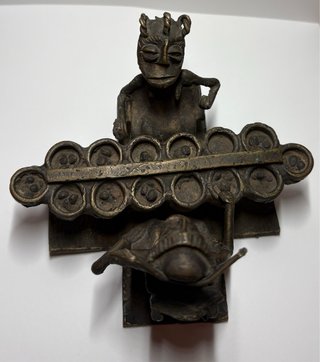 Escultura Africana de Bronce (Jugadores Mancala)