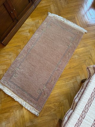 Juego 3 alfombras lana estilo nepalí rosa palo