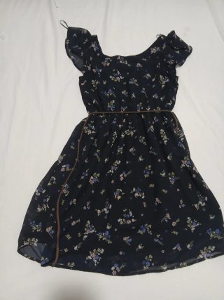 Vestido Verano Negro Estampado Talla S