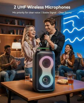 Altavoz Karaoke GKD61 40W RMS + 2 Micrófono NUEVO