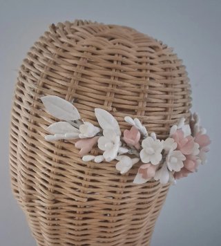 Tocado Novia Flores Rosa y Blanco