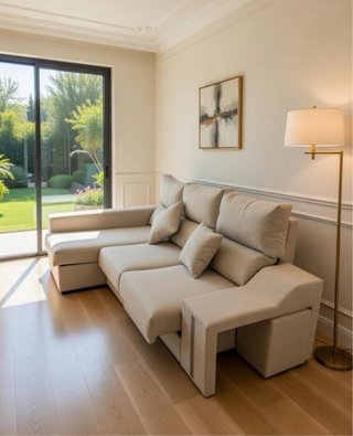 Sofá modular beige de tela