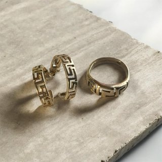 Conjunto Plata 925: Anillo y Pendientes Greca