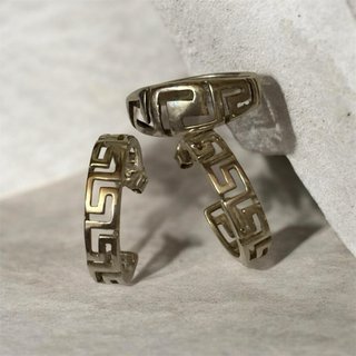 Conjunto Plata 925: Anillo y Pendientes Greca