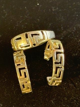 Conjunto Plata 925: Anillo y Pendientes Greca