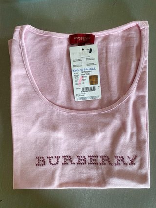 Camiseta Burberrys T.40 Rosa con Pedrería