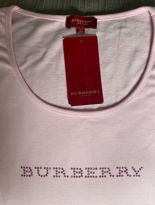 Camiseta Burberrys T.40 Rosa con Pedrería